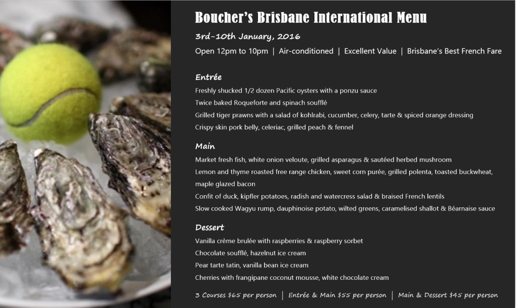 Boucher- Brisbane International Tennis Menu